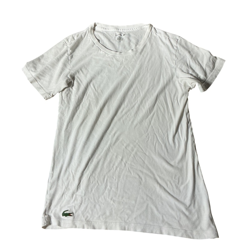 Lacoste Supima Cotton Slim Fit T-Shirt Mens Small White Short Sleeve Logo Tee